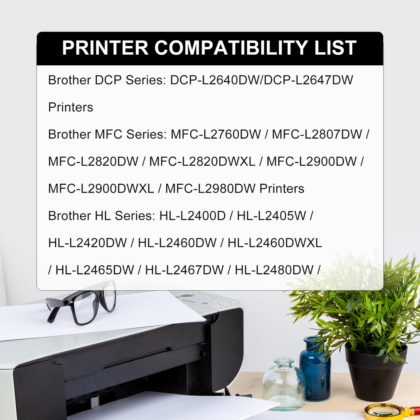 TN830XL Black High Yield Printer Toner Cartridge TN830 toner cartridge Compatible for Brother TN830XL TN830 TN-830 HL-L2460DW HL-L2405W DCP-L2640DW MFC-L2820DW HL-L2400D Printer Ink (2 Pack)