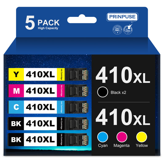 410XL Ink Cartridge for Epson 410 ink cartridges for Epson 410XL with Epson Expression XP-830 XP-640 XP-530 XP-630 XP-635 Printer ink (5 Pack Black Cyan Magenta Yellow)