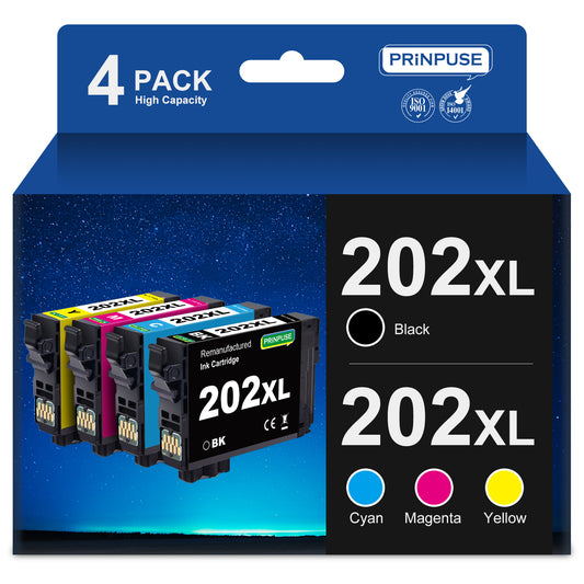 202XL Ink Cartridges for Epson 202XL Ink Cartridges for Epson 202 Ink for Epson XP-5100 WF-2860 Printer ink (Black Cyan Magenta Yellow)