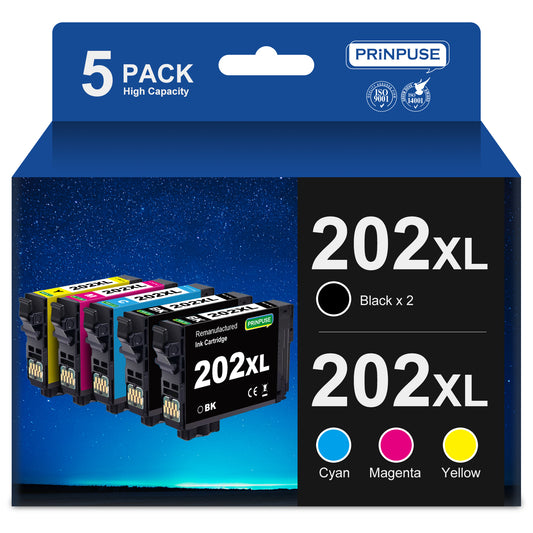 202XL Ink Cartridges for Epson 202 Ink Cartridges for Epson 202xl ink for Workforce WF-2860 Expression XP-5100 Printer ink(5 Pack)