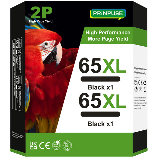 65XL Black Ink Compatible for HP 65 Black Ink Cartridge for HP Black Ink 65 for HP Deskjet 3755 2652 3752 2655 Envy 5055 5000 5052 5014 AMP100 120 125 Printer