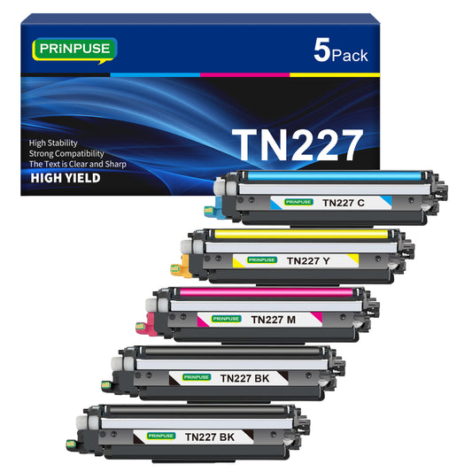 TN-227 Toner Cartridge Compatible for Brother TN227 TN223 TN-227 HL-L3270CDW HL-L3210CW HL-L3230CDW HL-L3290CDW MFC-L3710CW MFC-L3750CDW MFC-L3770CDW Printer(Black Cyan Magenta Yellow, 5 Pack)