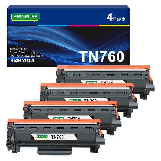 TN760 Toner Cartridge Compatible for Brother TN-760 TN 760 TN-730 730 Work for DCP-L2550DW MFC-L2710DW MFC-L2750DW HL-L2395DW HL-L2350DW HL-L2390DW HL-L2370DW Printer(Black, 4 Pack)
