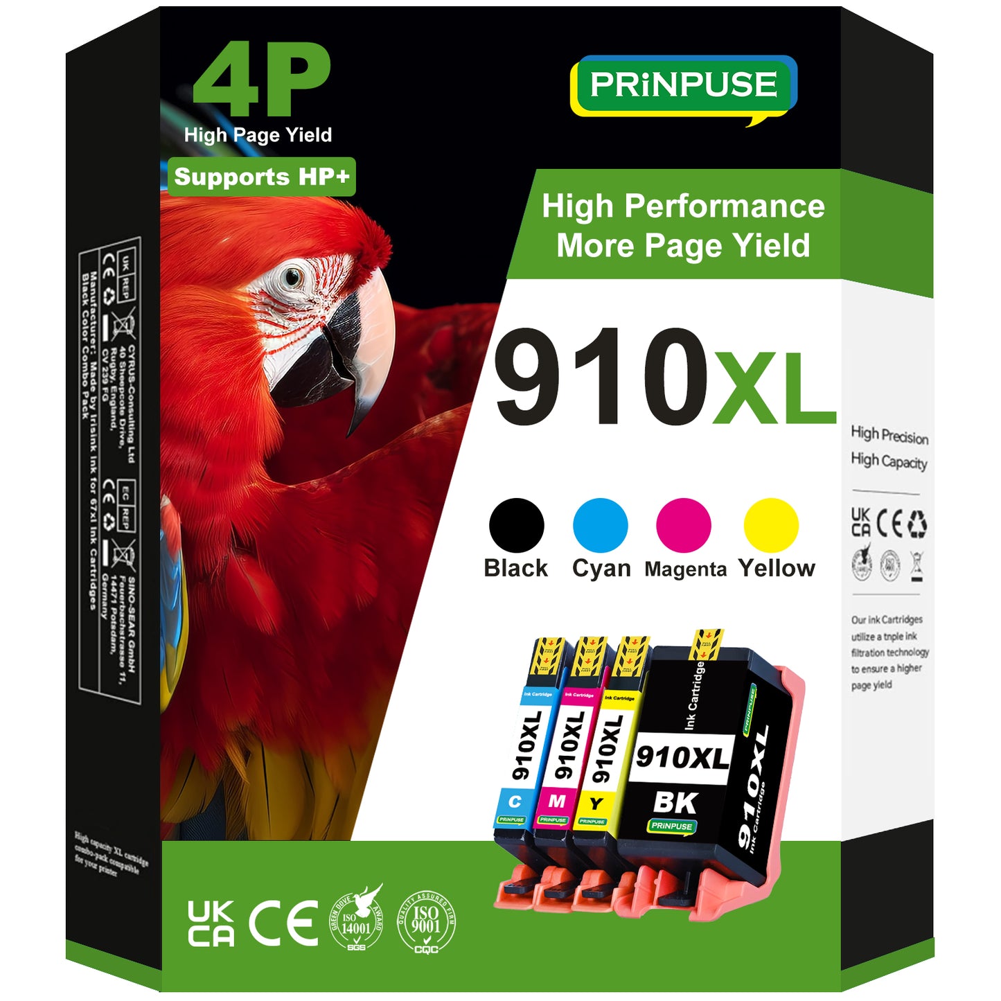 910xl ink cartridge for HP 910 ink cartridge Combo Pack for 910xl hp Ink for HP Printer Officejet Pro 8020e 8035e 8025e 8028e 8034e 8015e 8035 8025 8022 8028 8015 Printer ink（4Pack）