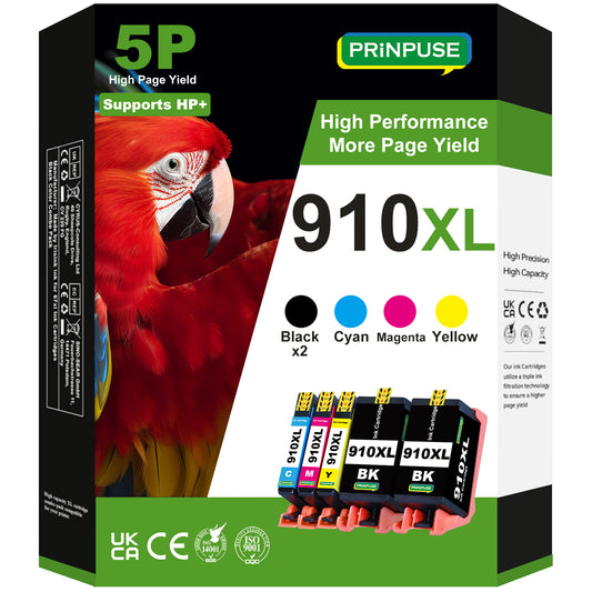 910XL Ink Cartridge Compatible for HP Ink 910 for HP OfficeJet 8010e 8012e 8014e 8025e 8015 8015e 8010 8018 8022 8022e Pro 8020 8020e 8024e 8025 Printer ink (5 Pack)