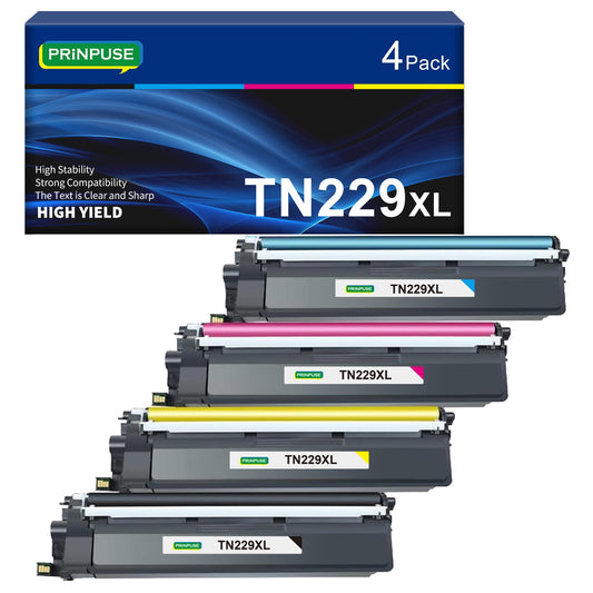 TN229XL Toner Cartridge with Chip Compatible for Brother TN229XL TN229 High Yield for MFC-L3780CDW MFC-L3720CDW HL-L3280CDW Printer （4 Pack）